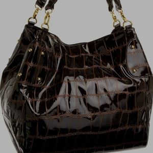 ~ HUGE ~ Big Buddha Slouchy Tote Moc Croc Weekender Bag NWOT